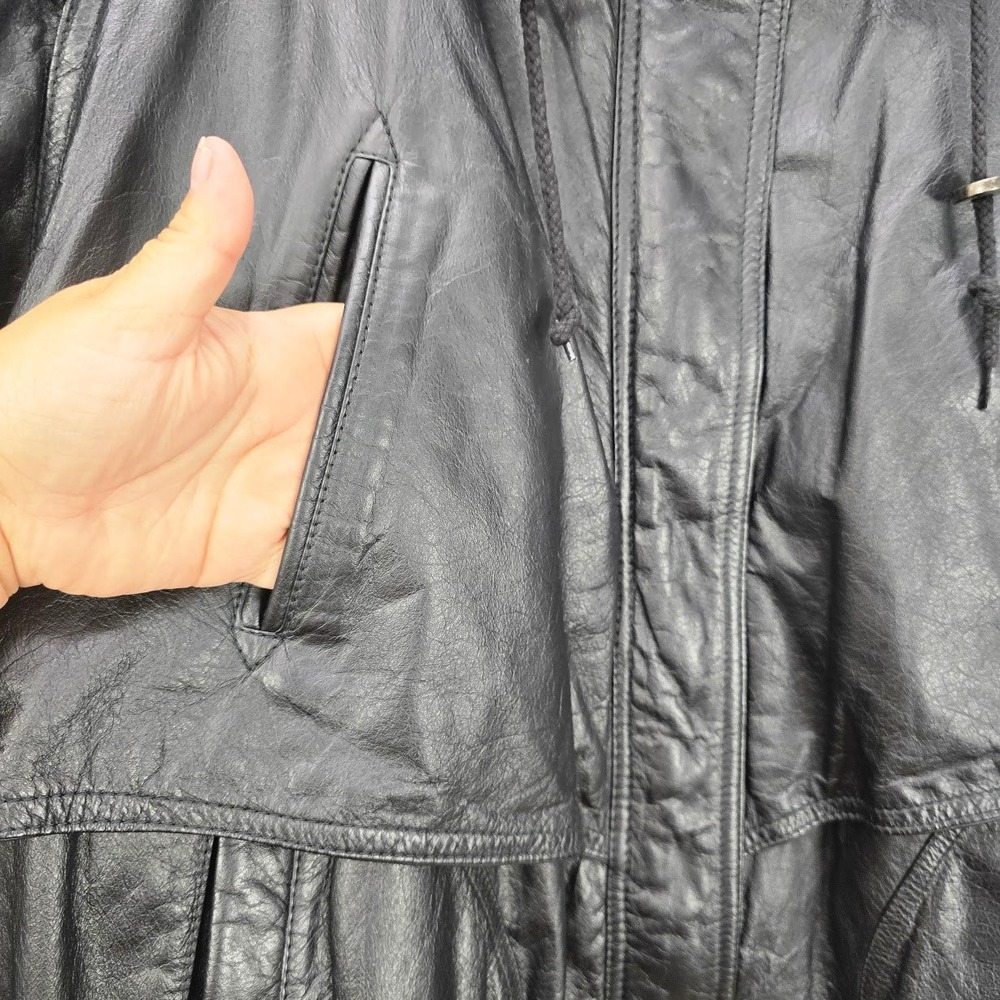Vintage 80s 90s Wilsons Leather Bomber Jacket Men's L Black Flight Moto Biker - Picture 4 of 14